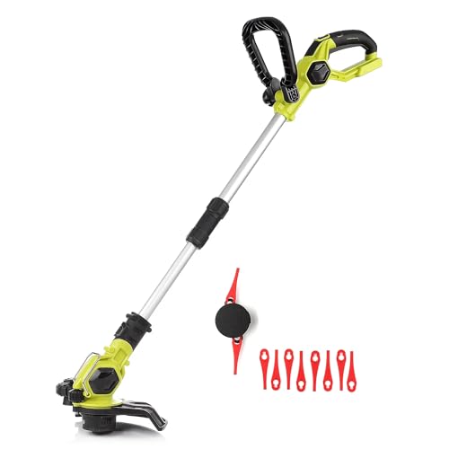 Green Tools Akku Rasentrimmer 18V - schwenkbarer Motorkopf und Handgriff- Teleskopierbar - mit Faden-Spule und Kunststoff-Messern (Ohne: 2Ah Akku & Ladegerät) von Green Tools