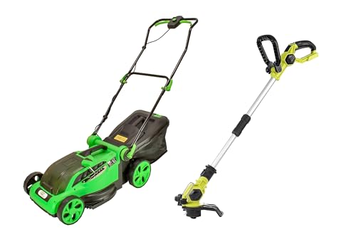 Green Tools Gartenset - Akku Rasenmäher 36V - 38cm Schnittbreite & Rasentrimmer 18V mit schwenkbarem Kopf und automatischer Fadenverlängerung (Inklusive Doppelladegerät & 2X 4Ah Akku) von Green Tools