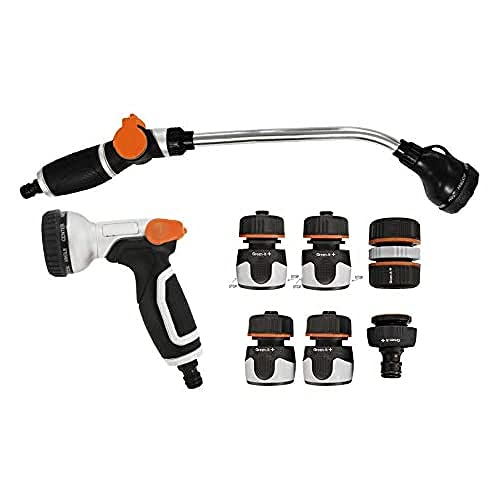 Home>it® 8-teiliges Gartenbewässerung Set mit Spritzpistole Gießstab und Schlauchkupplungen | Pflanzen Bewässerung Kit für Garten Gewächshaus Hochbeet von Home>it