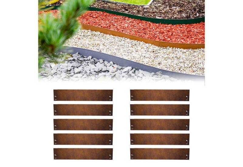 Green-split Rasenkante 10er Set Rasenkante Cortenstahl 70 cm lang - Metall feuerverzinkt von Green-split