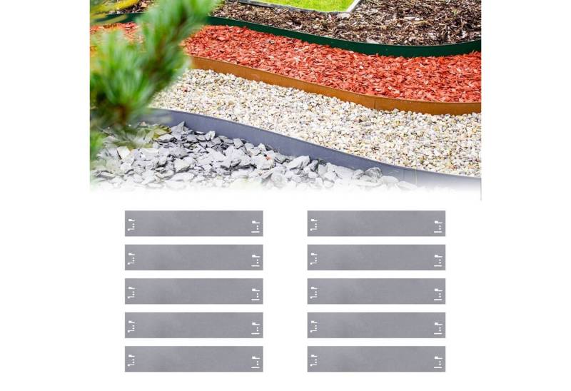 Green-split Rasenkante 10er Set Rasenkanten Metall 13.5 cm hoch, 12 m lang Beeteinfassung von Green-split