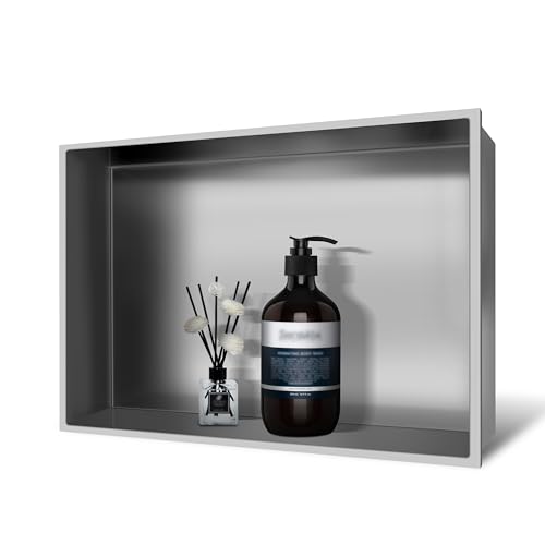 Greenspring Dusch-Nischen-Einbauregal aus gebürstetem Nickel, 45,7 x 30,5 cm, Badezimmer-Regal für Badezimmer, keine Fliesen erforderlich Greenspring Dusch-Nischen-Einbauregal aus gebürstetem Nickel, 45,7 x 30,5 cm, Badezimmer-Regal für Badezimmer, keine Fliesen erforderlich von Green & Spring