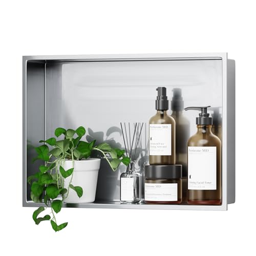Greenspring Dusch-Nischen-Einbauregal aus gebürstetem Nickel, 45,7 x 30,5 cm, Badezimmer-Regal für Badezimmer, keine Fliesen erforderlich von Green & Spring