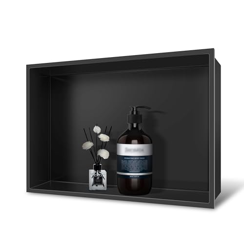 Greenspring Dusch-Nischeneinbauregal, Edelstahl, keine Fliesen erforderlich, matt, 45,7 x 30,5 cm, Schwarz Greenspring Dusch-Nischeneinbauregal, Edelstahl, keine Fliesen erforderlich, matt, 45,7 x 30,5 cm, Schwarz von Green & Spring