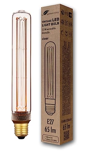 greenandco® dimmbare Vintage Design LED Lampe E27 T30 2,3W 65lm 1800K klar extra warmweiß 320° 230V flimmerfrei Edison Glühbirne zur Stimmungsbeleuchtung, 2 Jahre Garantie von greenandco