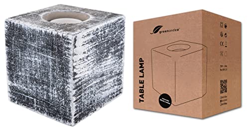 greenandco Tischleuchte | Beton | schwarz | E27 | Tischlampe mit Schalter und Stecker | 10x10cm von greenandco