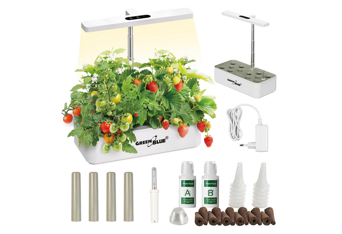 GreenBlue Wasserhyazinthentopf GB133 SMART Blumentopf für 12 Pflanzen 4L LEDs, Intelligentes Indoor-Pflanzenaufzuchtsystem von GreenBlue