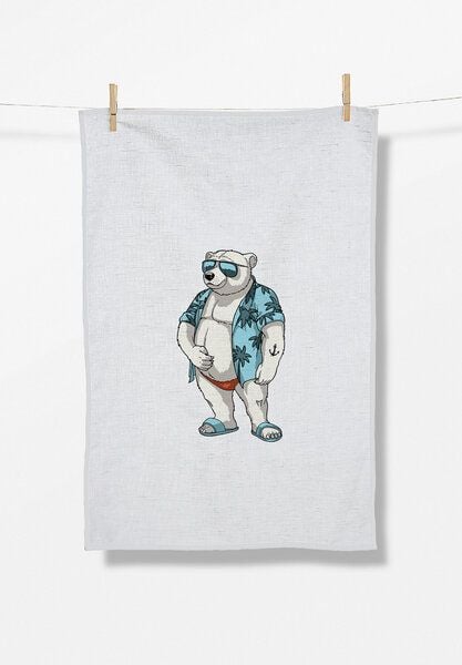 GREENBOMB Animal Beach Bear Tea Towel - Praktisches Geschirrtuch aus Bio-Baumwolle / hochwertiger Print / GOTS / Fair & Vegan GREENBOMB Animal Beach Bear Tea Towel - Praktisches Geschirrtuch aus Bio-Baumwolle / hochwertiger Print / GOTS / Fair & Vegan von GreenBomb