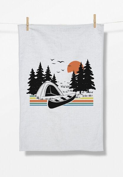 GREENBOMB Nature Canoe Tent Tea Towel - Praktisches Geschirrtuch aus Bio-Baumwolle / hochwertiger Print / GOTS / Fair & Vegan von GreenBomb
