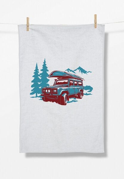 GREENBOMB Nature Getaway Tea Towel - Praktisches Geschirrtuch aus Bio-Baumwolle / hochwertiger Print / GOTS / Fair & Vegan von GreenBomb