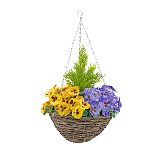 GreenBrokers Hängekorb aus künstlicher Seide, Stiefmütterchen und Nadelbaum, ideal für Zuhause, Geschäft, Outdoor, 67 cm, Violett/Gelb GreenBrokers Hängekorb aus künstlicher Seide, Stiefmütterchen und Nadelbaum, ideal für Zuhause, Geschäft, Outdoor, 67 cm, Violett/Gelb von GreenBrokers