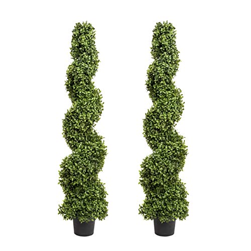 GreenBrokers Spirale, Künstliche Buchsbaum-Formschnittbäume, spiralförmig, 120 cm, 2 Stück, Grün, 1,2 m, 4ft/120cm von GreenBrokers