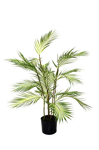 GreenBrokers Künstliche Premium-Palme in schwarzem Kunststoff-Topf, 90 cm, Grün, 90 von GreenBrokers
