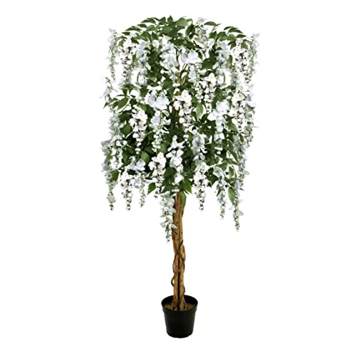 GreenBrokers Künstliche Glyzinie, 150 cm, Plastik, Weißer Baum, 1,5 m von GreenBrokers
