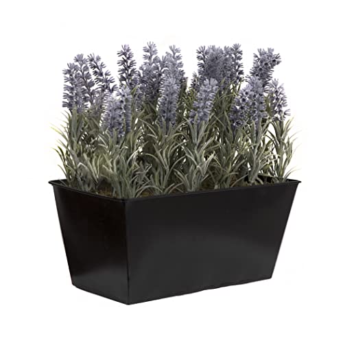 GreenBrokers Pflanzgefäß aus Blech, künstlicher Lavendel, 30 cm, Schwarz von GreenBrokers