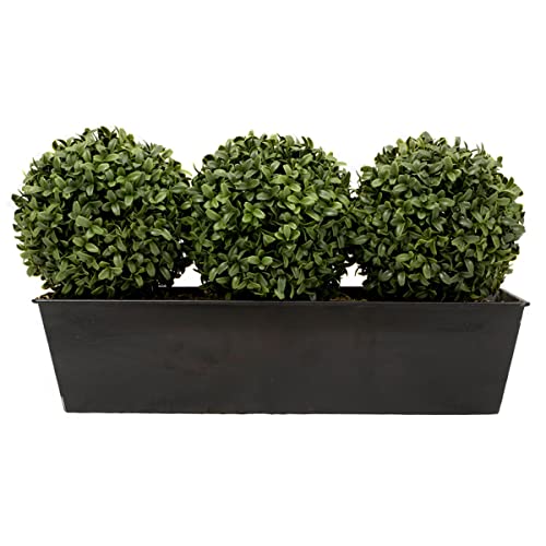 GreenBrokers Zuchtset Künstliche Triple Buchsbaum Formschnitt Bälle in schwarz Dose Übertopf (54 cm) von GreenBrokers