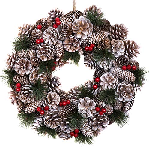 Hochwertiger Weihnachtskranz zum Aufhängen, 38 cm, festliches Tannenzapfen-Display mit dezenter weißer Frostung Hochwertiger Weihnachtskranz zum Aufhängen, 38 cm, festliches Tannenzapfen-Display mit dezenter weißer Frostung von GreenBrokers