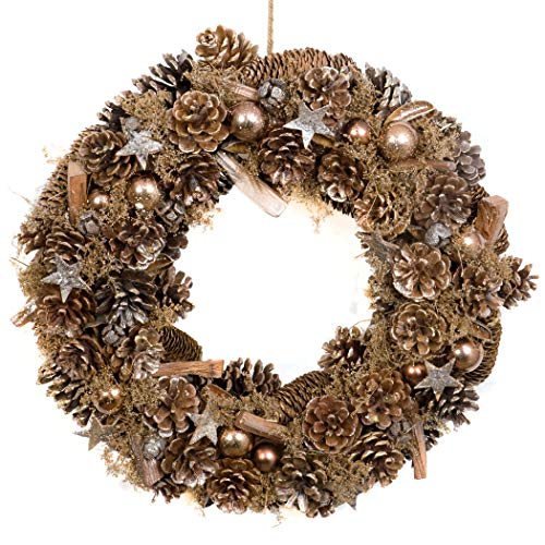 Hochwertiger Weihnachtskranz zum Aufhängen, 48 cm, Rotgold-Display mit Tannenzapfen Hochwertiger Weihnachtskranz zum Aufhängen, 48 cm, Rotgold-Display mit Tannenzapfen von GreenBrokers