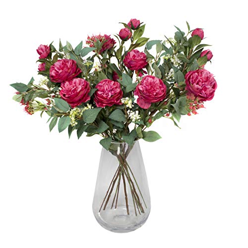 Künstlicher Blumenstrauß mit Pfingstrosen, Holunderblumen, Beeren und Grün – perfekt für Hochzeiten, Heimdekoration, Büro und Tischdekoration von GreenBrokers