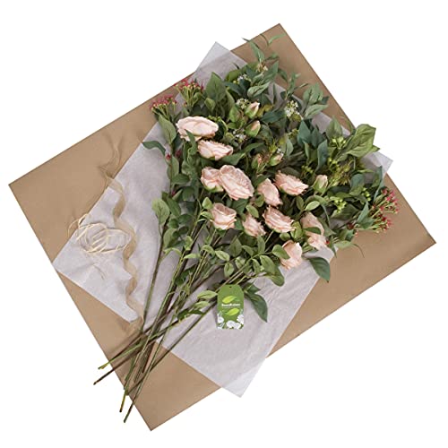 GreenBrokers Künstlicher Pfirsichblumenstrauß mit Pfingstrosen, Holunderblüten, Beeren und Grünpflanzen, perfekt für Hochzeiten, Heimdekoration, Büro und Tischdekoration von GreenBrokers