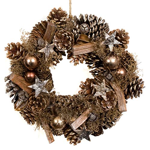 Weihnachtskranz zum Aufhängen, festlich, Rotgold, mit Tannenzapfen, 30 cm Weihnachtskranz zum Aufhängen, festlich, Rotgold, mit Tannenzapfen, 30 cm von GreenBrokers