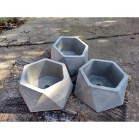 Beton Topf Kakteen & Sukkulenten Zement Pflanzer Natürliche Farbe Geometrisch Hexagonal Dreieck Design Garten Home Decor Geschenk von GreenBuddyNursery