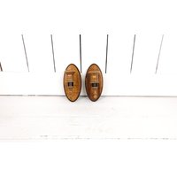 Vintage Holz Und Metall Kerzenhalter Wandleuchter 2Er Set von GreenCanyonTradingCo