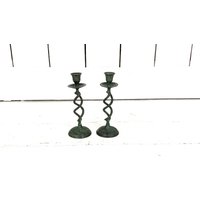 Vintage Metall Verzierte Stumpen Kerzenhalter Kerzenständer 2Er Set von GreenCanyonTradingCo