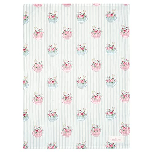 GreenGate COTTEAAFL0112 Alma Geschirrtuch Flowers White 70 x 50cm von GreenGate