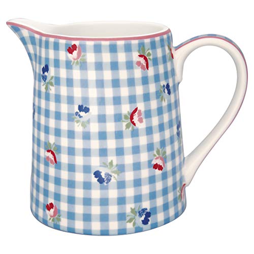 GreenGate Krug Viola Pale Blue Blau Karo 0,5 L Kanne Porzellan Geschirr Karaffe von GreenGate