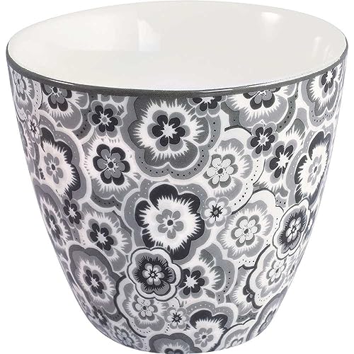 GreenGate Latte Cup Selma Grau mit Blumen Kaffeebecher 300 ml von GreenGate