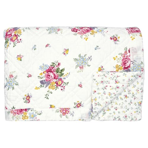 GreenGate Tagesdecke Quilt Decke Elina White weiß mit Blumen 140 x 220 cm von GreenGate
