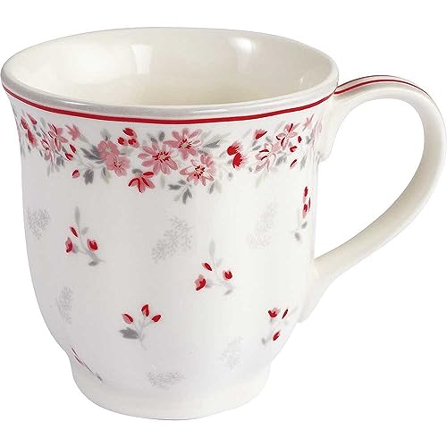 GreenGate Tee Becher EMBERLY Weiss Blumen Tasse mit Henkel 250 ml Teetasse von GreenGate