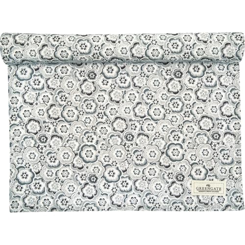 GreenGate Tischläufer Selma Grau Blumen Baumwolle 45x140 cm Tischdecke von GreenGate