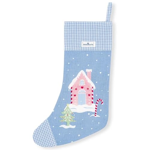 GreenGate Weihnachtsstrumpf blau Laura dusty blue 45 cm von GreenGate