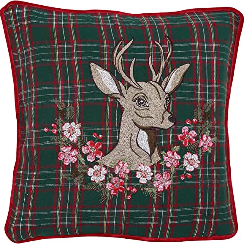 Greengate COTCUS40EDDE3502 Dagmar Kissenhülle Deer Green mit Stick 40 x 40 cm (1 Stück) von GreenGate