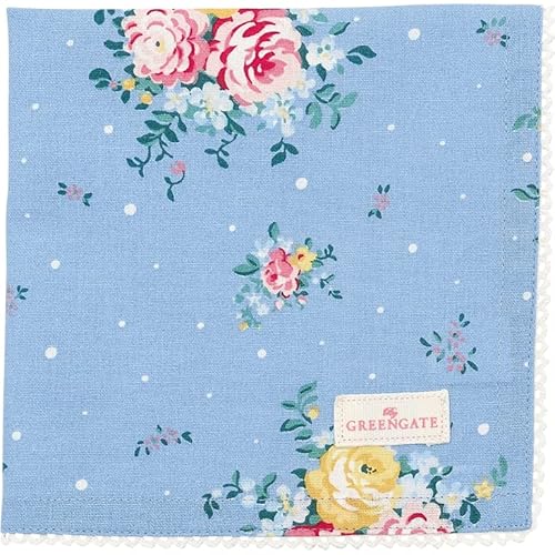 Greengate COTNAPWLLRA2808 Laura Stoffserv. mit Spitze Dusty Blue 40 x 40 cm (1 Stück) von GreenGate