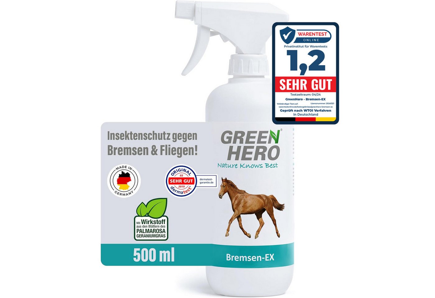 GreenHero Insektenspray Bremsen EX für Pferde, 500 ml von GreenHero