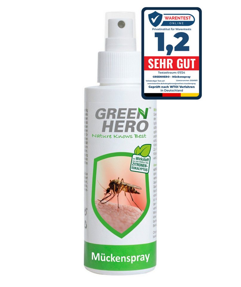 GreenHero Insektenspray Mückenspray schützt vor Steckmücken, Moskitos & Zecken, 100 ml, Mückenschutz von GreenHero