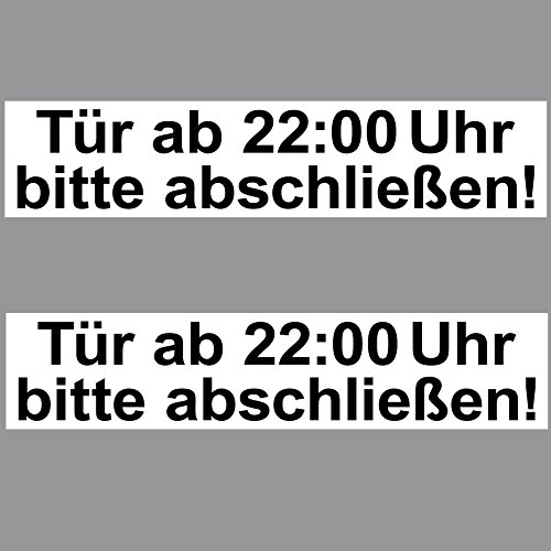 2 Aufkleber 20cm Sticker Tür Ab 22:00 Bitte Abschließen Haus Praxis Lager Schild von GreenIT