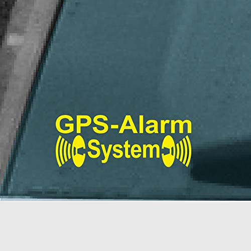 Aufkleber Tattoo GPS Alarm System gelb für Außenseite von Glas Scheibe Karosserie Auto Fenster Folie von GreenIT