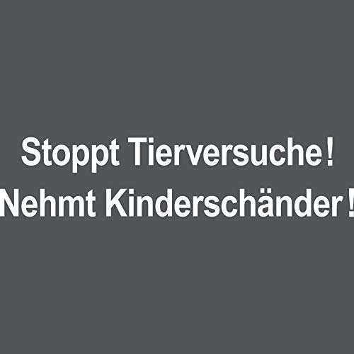 Auto Aufkleber Tattoo 20cm weiß Stoppt Tierversuche Nehmt Kinderschänder Decal Klebe Folie Auto Aufkleber Tattoo 20cm weiß Stoppt Tierversuche Nehmt Kinderschänder Decal Klebe Folie von GreenIT