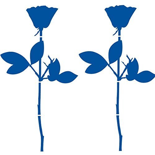 GreenIT Rose 20cm Auto Fenster Spiegel Aufkleber Tattoo die Cut Decals Vinyl Selbstklebende Deko Folie Depeche Mode (2 Stück blau) von GreenIT
