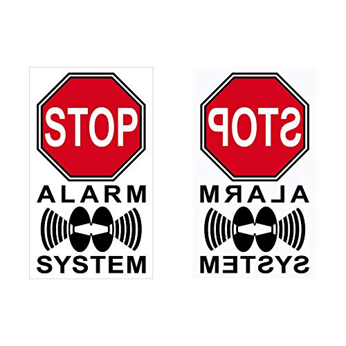 GreenIT Stop Alarm System Aufkleber Sticker 4cm Warnung Hinweis gesichert gespiegelt für Innenseite Fenster Scheibe (1) von GreenIT
