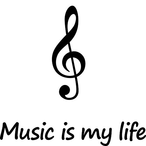 Set schwarz 30cm Music is my life + 20cm Violinschlüssel Notenschlüssel Aufkleber Tattoo Auto Folie von GreenIT