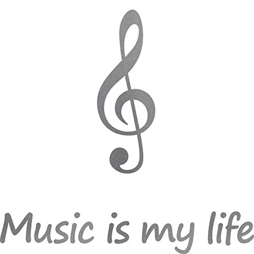 Set silber 30cm Music is my life + 20cm Violinschlüssel Notenschlüssel Aufkleber Tattoo Auto Folie Set silber 30cm Music is my life + 20cm Violinschlüssel Notenschlüssel Aufkleber Tattoo Auto Folie von GreenIT