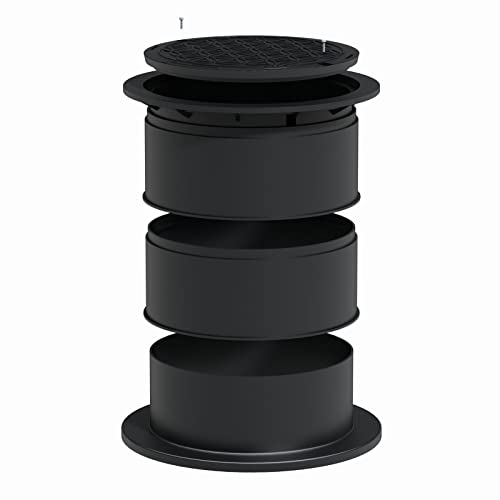 GreenLife Teleskop Domschacht 620-820 mm ausziehbar mit Schachtabdeckung Deckel rund - Ausgleichsdom, Schiebedom, Schwarz von GreenLife