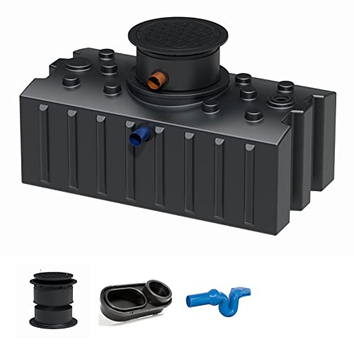 GreenLife Zisterne Flachtank 2000 Liter Basis inkl. Ausgleichsdom, Zisternendeckel, beruhigtem Zulauf und Überlaufsiphon - Regenwasserbehälter BZW. Regenwassertank unterirdisch für Regenwasser von GreenLife