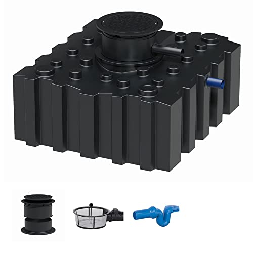 GreenLife Zisterne Flachtank 3000 Liter Standard inkl. Ausgleichsdom, Zisternendeckel, Regenwasserfilter und Überlaufsiphon - Regenwasserbehälter BZW. Regenwassertank unterirdisch für Regenwasser von GreenLife