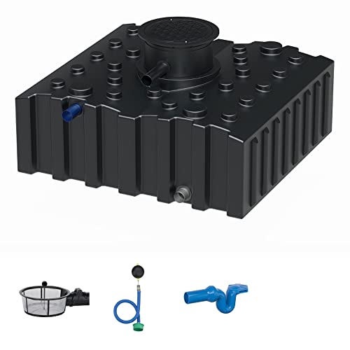 Retentionstank Retentionszisterne flach 4000 Liter Standard mit Flachtankfilter, Schwimmdrossel 1 Zoll und Überlaufsiphon mit Skimmer für die Retention von Regenwasser - Retentionsspeicher Flachtank von GreenLife